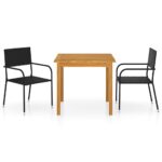 3 Piece Garden Dining Set Black