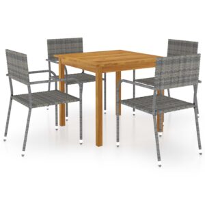 5 Piece Garden Dining Set Grey