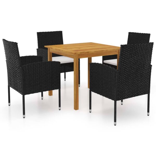 5 Piece Garden Dining Set Black