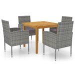 5 Piece Garden Dining Set Grey