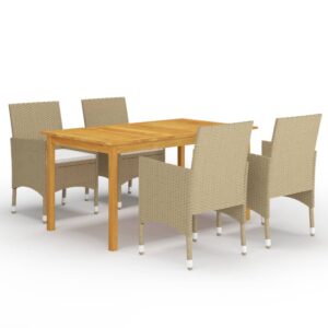 5 Piece Garden Dining Set Beige