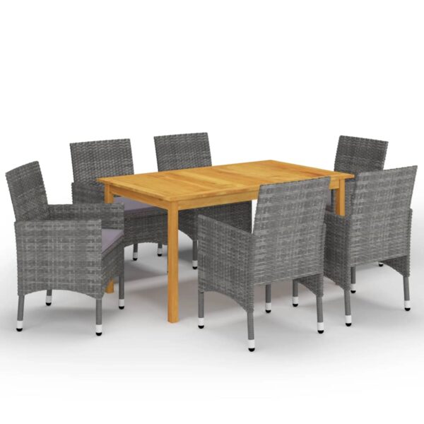 7 Piece Garden Dining Set Grey