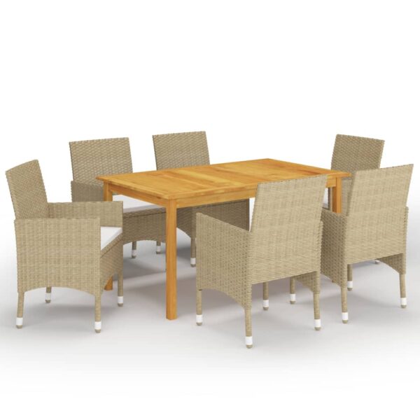 7 Piece Garden Dining Set Beige