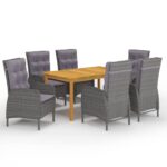 7 Piece Garden Dining Set Grey