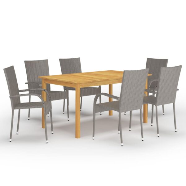 7 Piece Garden Dining Set Grey