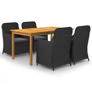 5 Piece Garden Dining Set Black