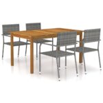 5 Piece Garden Dining Set Grey