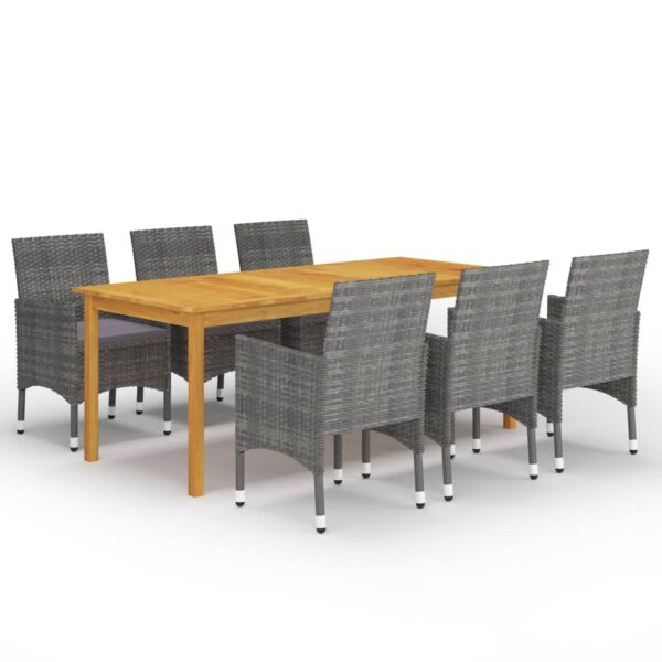 7 Piece Garden Dining Set Grey