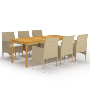 7 Piece Garden Dining Set Beige