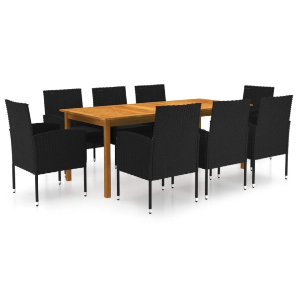 9 Piece Garden Dining Set Black