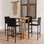 5 Piece Garden Bar Set Black