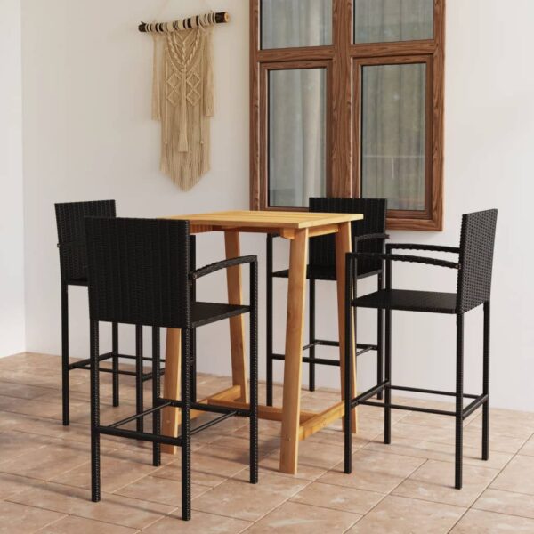 5 Piece Garden Bar Set Black