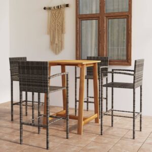 5 Piece Garden Bar Set Grey