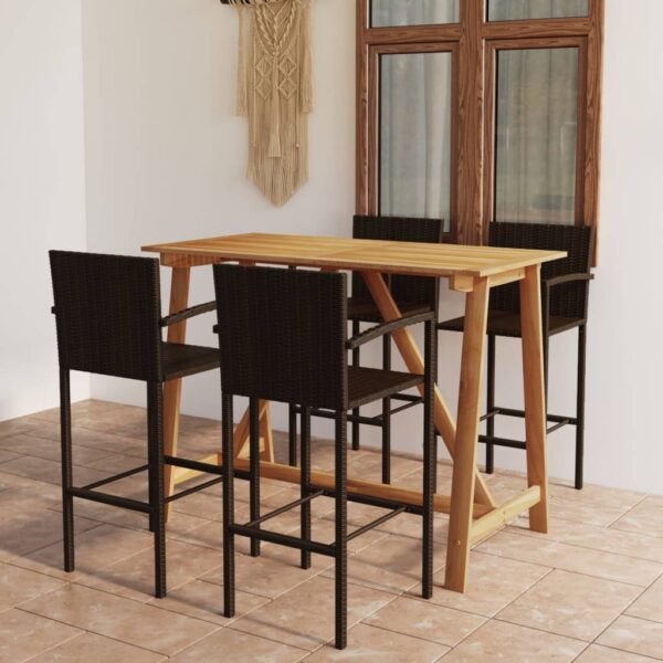 5 Piece Garden Bar Set Brown