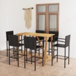 7 Piece Garden Bar Set Black