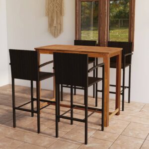 5 Piece Garden Bar Set Brown