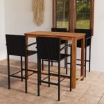 5 Piece Garden Bar Set Black