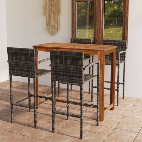 5 Piece Garden Bar Set Grey