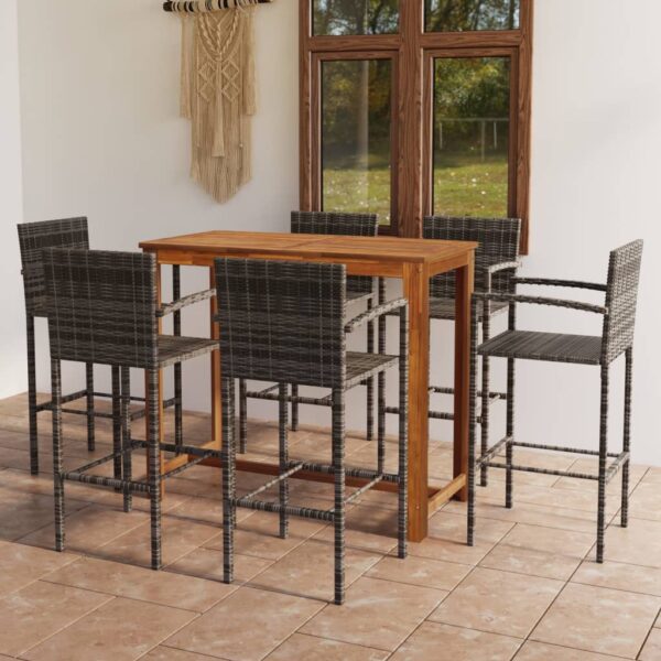 7 Piece Garden Bar Set Grey