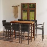 9 Piece Garden Bar Set Grey