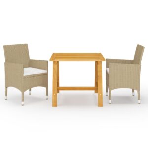 Outdoor Rattan Dining Set Garden Patio Furniture Beige Cushioned Chairs Table