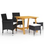 5 Piece Garden Dining Set Black