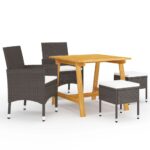 5 Piece Garden Dining Set Brown