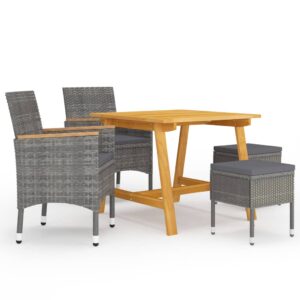 5 Piece Garden Dining Set Grey