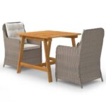 3 Piece Garden Dining Set Brown