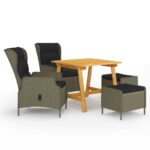 5 Piece Garden Dining Set Brown