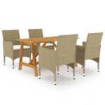 5 Piece Garden Dining Set Beige