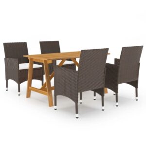 5 Piece Garden Dining Set Brown