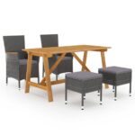 5 Piece Garden Dining Set Grey