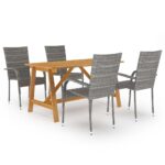 5 Piece Garden Dining Set Grey