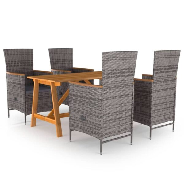 5 Piece Garden Dining Set Grey