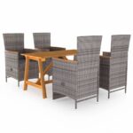 5 Piece Garden Dining Set Grey