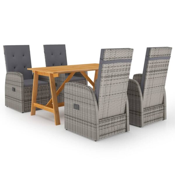 5 Piece Garden Dining Set Grey