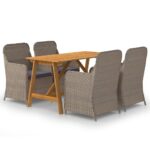 5 Piece Garden Dining Set Brown