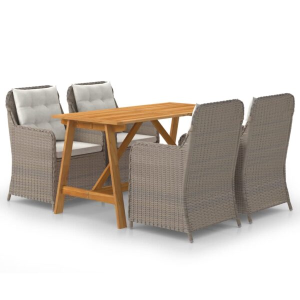 5 Piece Garden Dining Set Brown