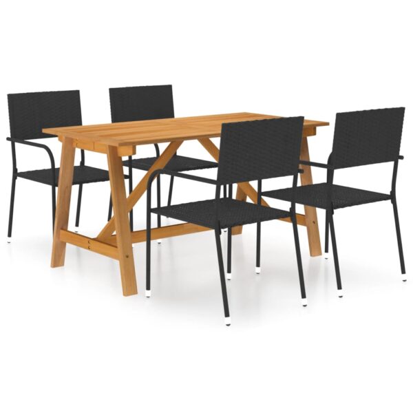 5 Piece Garden Dining Set Black