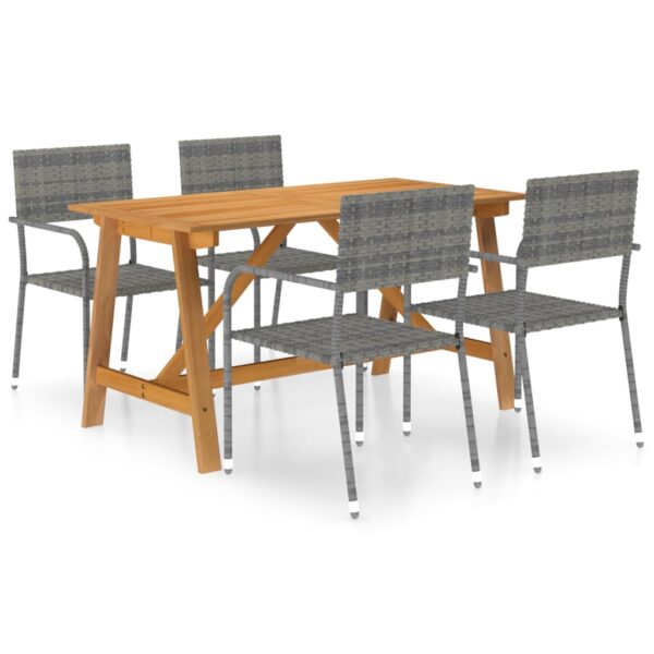 5 Piece Garden Dining Set Grey