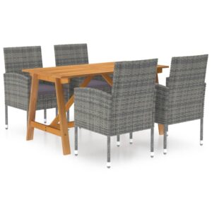 5 Piece Garden Dining Set Grey