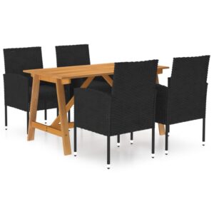 5 Piece Garden Dining Set Black