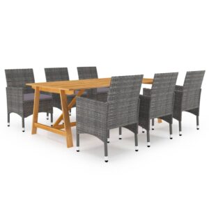 7 Piece Garden Dining Set Grey