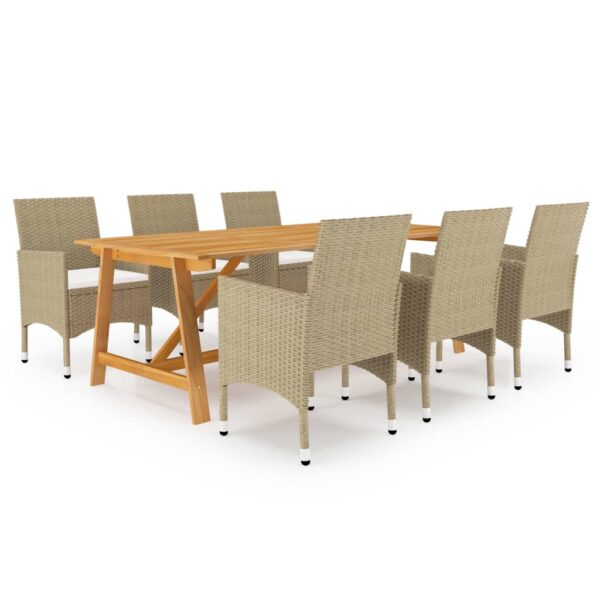 7 Piece Garden Dining Set Beige