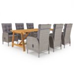 7 Piece Garden Dining Set Grey