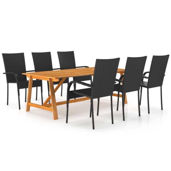 7 Piece Garden Dining Set Black