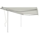 Manual Retractable Awning with Posts 4x3 m Cream