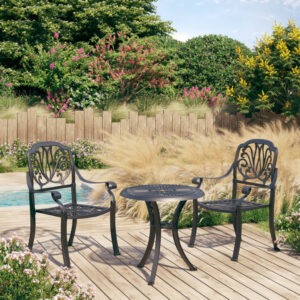 3 Piece Bistro Set Cast Aluminium Black