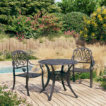 3 Piece Bistro Set Cast Aluminium Black